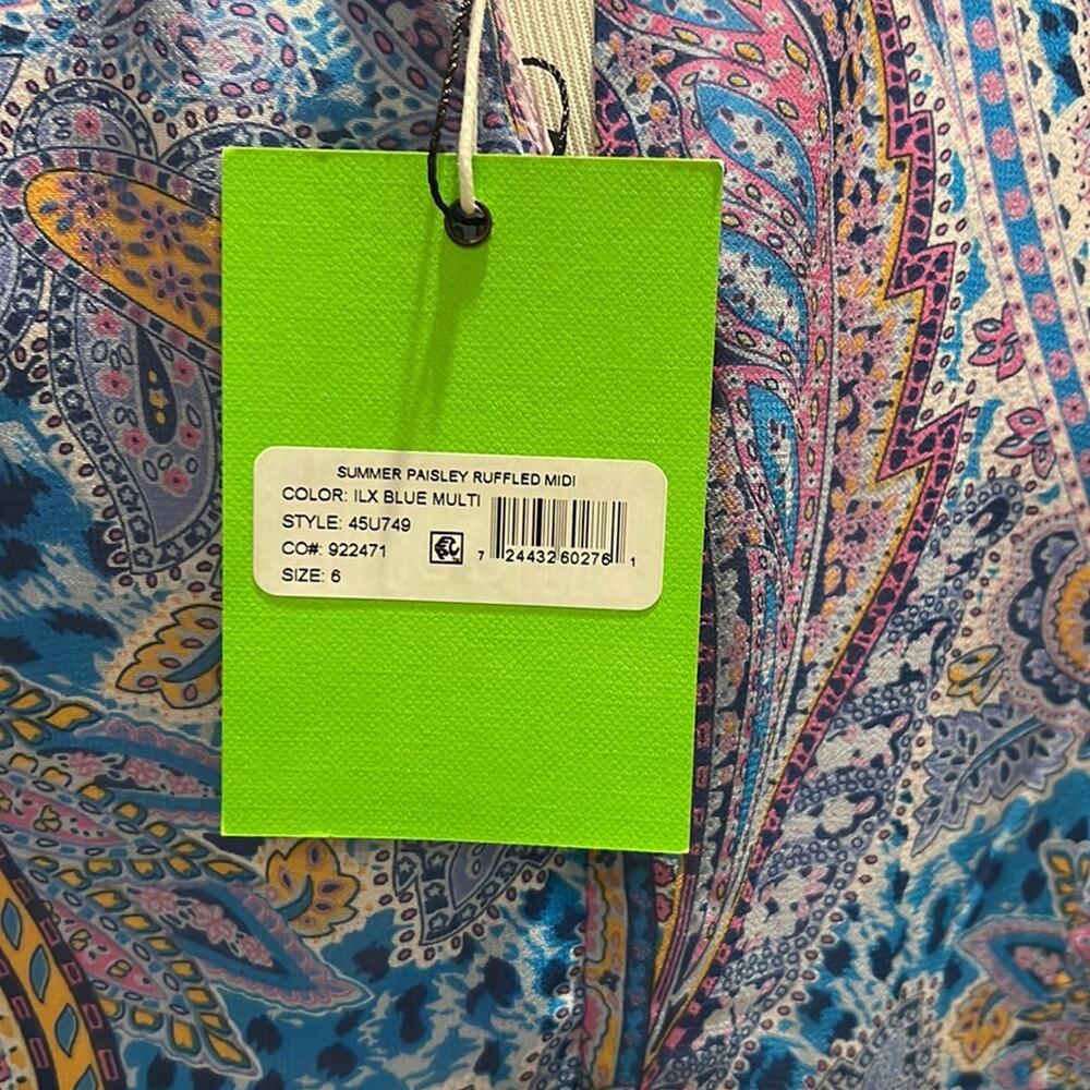 Sam Edelman NWT Summer Paisley Ruffled MIDI Dress, lined and gorgeous. - Picture 12 of 16